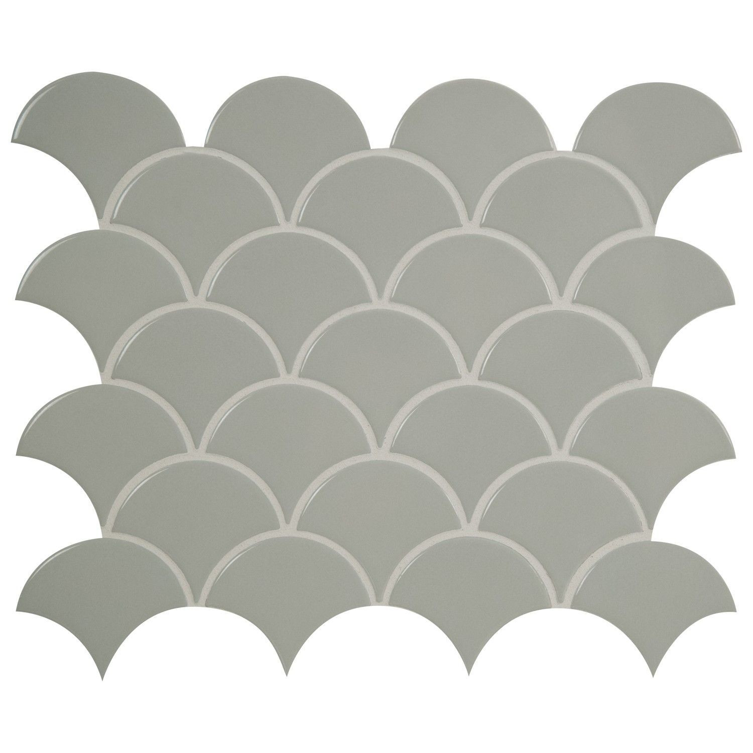 backsplash mosaic tiles Retro Gray-Light Glossy 10" x 13" SMOT-PT-RETGRA-SCALOP MSI Surfaces Other Mosaic Tiles | Floors & Baths Pro's