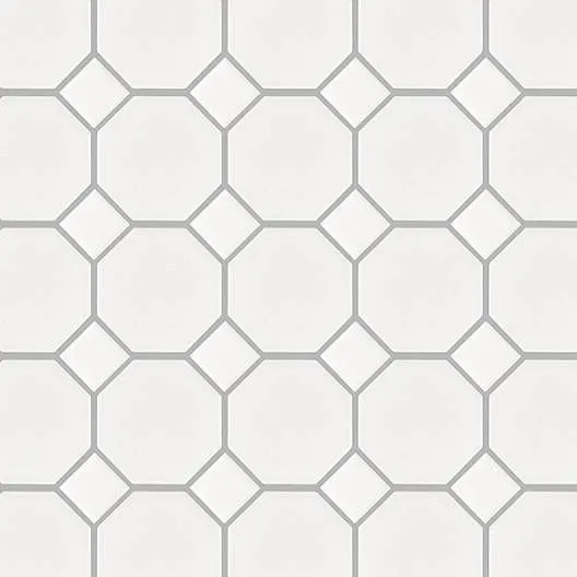 Basic Hexagon/Octagon Octagon White Satin 12" x 12" HXY010101 Centura Other Mosaic Tiles