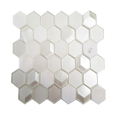 Glass Mosaics Hexagon White Glossy 10" x 12" GL-669 Mono Serra Mono Serra Hexagon Mosaic Tiles | Floors & Baths Pro's