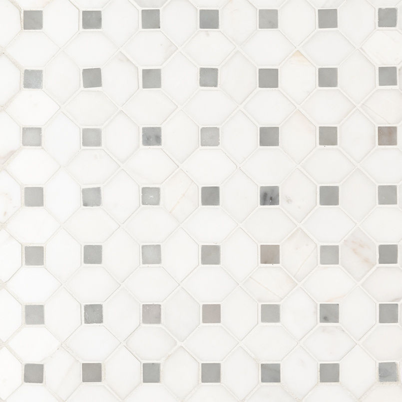 Bianco Dolomite White-Cool Polished 12-1/2" x 12-1/2" SMOT-BIANDOL-DOTP MSI Surfaces Square Mosaic Tiles | Floors & Baths Pro's