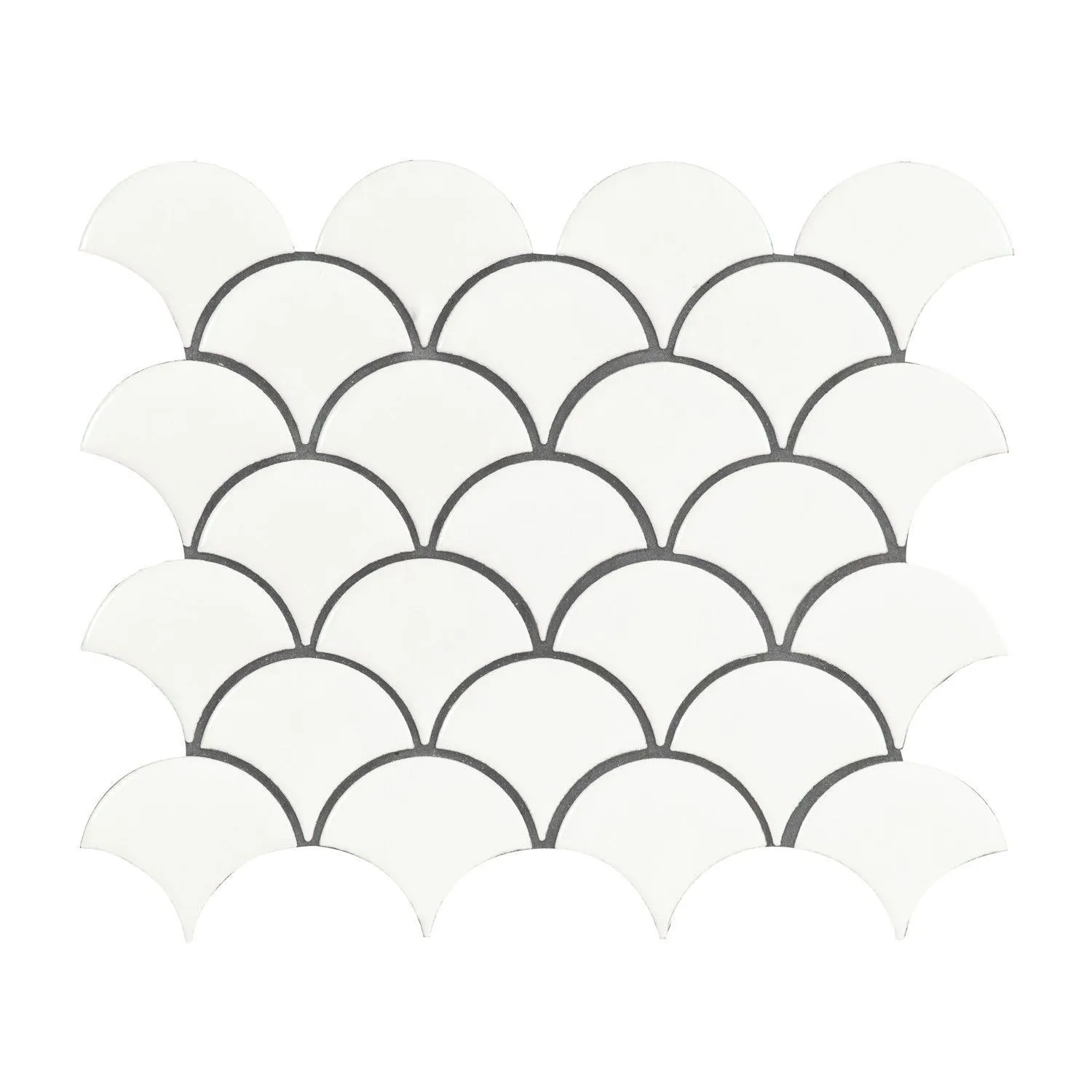 Retro Scallop White-Cool Glossy 10" x 13"