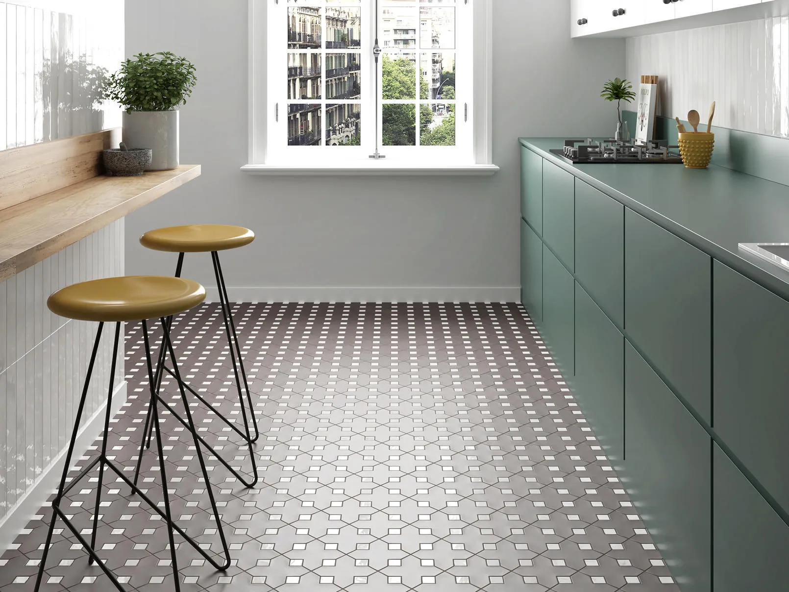 Kasbah Taco White Matte 1.25" x 1.25" KA28993 Centura Square Mosaic Tiles