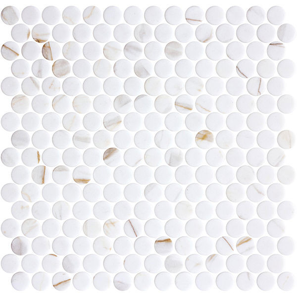 Penny Ecostone Matte Calacatta Gold 11" x 11" PE2005020 Centura Circle Mosaic Tiles | Floors & Baths Pro's