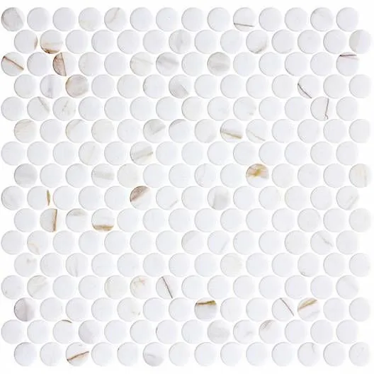 Penny Ecostone Matte Calacatta Gold 11" x 11" PE2005020 Centura Circle Mosaic Tiles