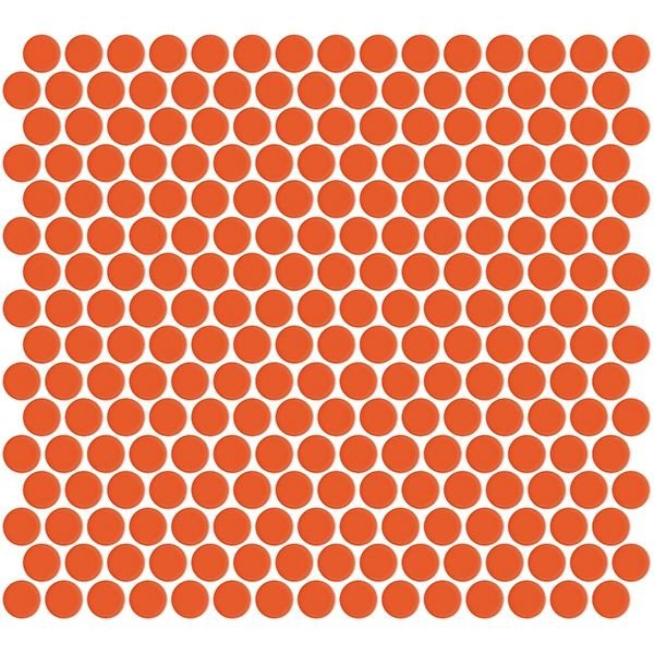 backsplash mosaic tiles Penny Round Orange Glossy 12" x 12" MCP116 Centura Circle Mosaic Tiles | Floors & Baths Pro's