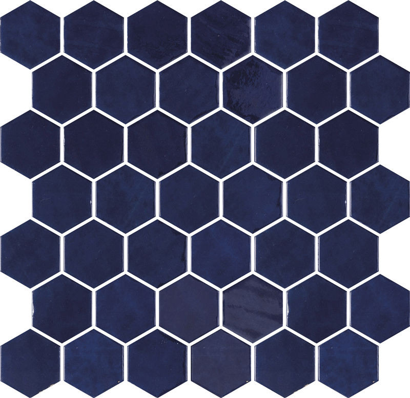 backsplash mosaic tiles Zelik Blue Glossy 12" x 12" ZEBLHEX Centura Hexagon Mosaic Tiles | Floors & Baths Pro's