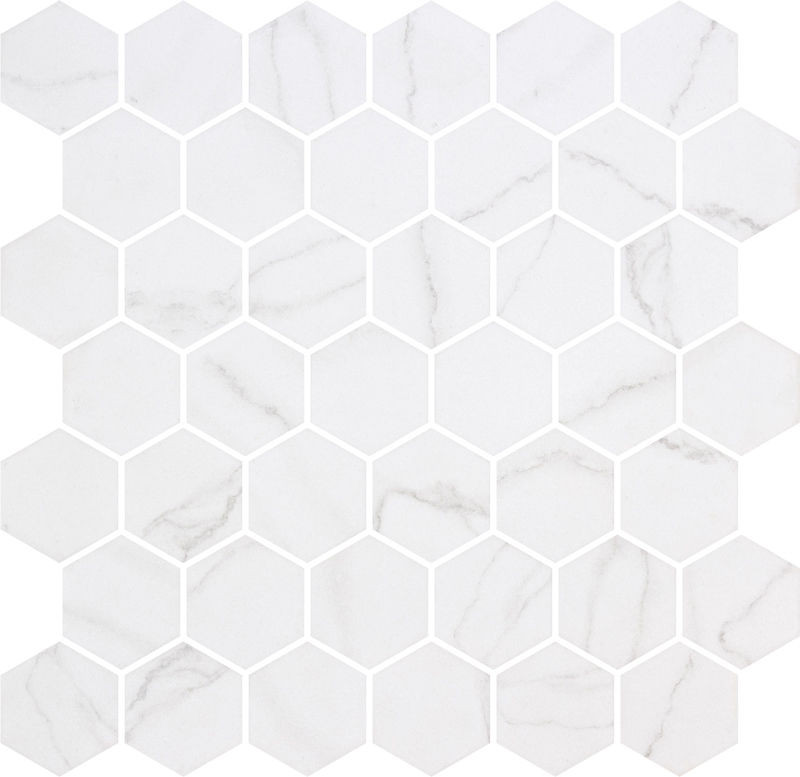 Hex XL Ecostone Venato White Matte 12" x 12" VEWHHEX Centura Hexagon Mosaic Tiles | Floors & Baths Pro's