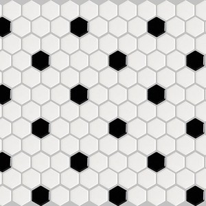 backsplash mosaic tiles Basic Hexagon/Octagon Black and White Satin 12" x 12" HU2010003 Centura Hexagon Mosaic Tiles | Floors & Baths Pro's