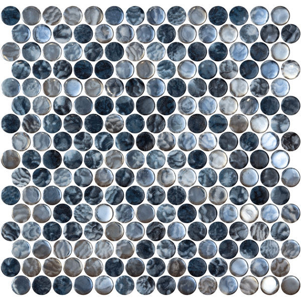 Penny Vanguard Arrecife Iridis Grey Glossy 12" x 12" PE2005297 Centura Circle Mosaic Tiles | Floors & Baths Pro's