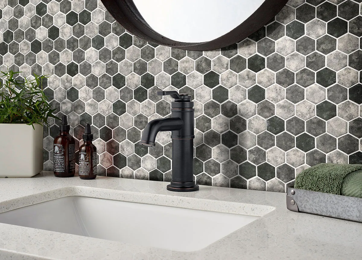 Hexagon Urban Tapestry Gray-Dark Glossy 11" x 13" SMOT-GLS-UT6MM MSI Surfaces Hexagon Mosaic Tiles