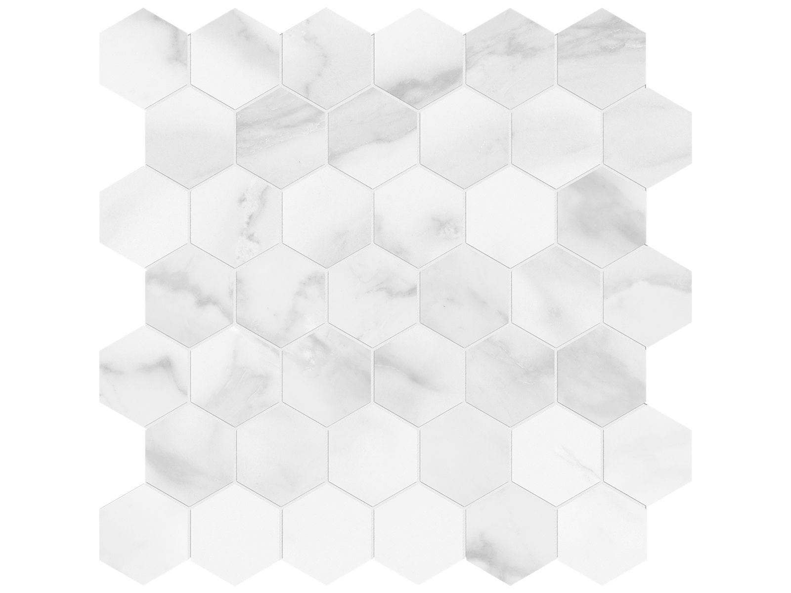 backsplash mosaic tiles Plata Statuario Brina Polished 12" x 12" 4501-0411-0 Anatolia Hexagon Mosaic Tiles | Floors & Baths Pro's