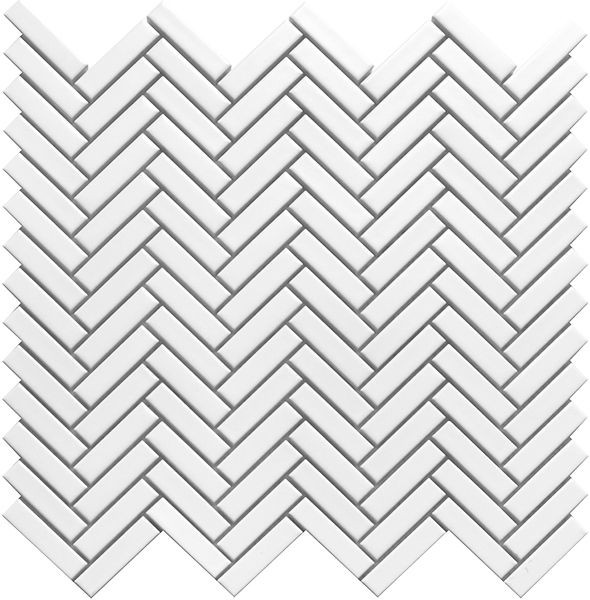 Herringbone White Satin 12" x 12" HEWHITE Centura Rectangle Mosaic Tiles | Floors & Baths Pro's