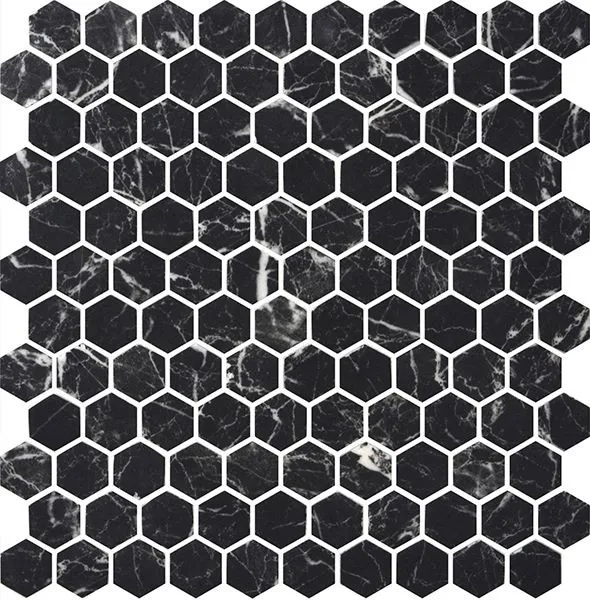 Hexagon Stones Nero Marquina Matte 12" x 12"