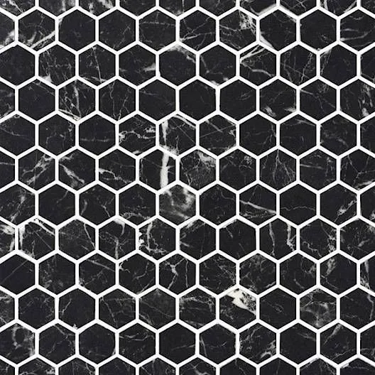 Hexagon Stones Nero Marquina Matte 12" x 12" HEXST3257 Centura Hexagon Mosaic Tiles