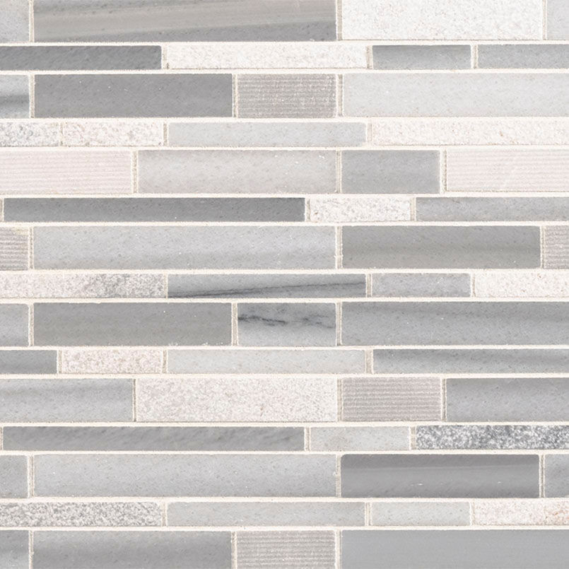 backsplash mosaic tiles Bergamo Gray-Light Multi Finish 12" x 12" SMOT-BERGAMO-IP10MM MSI Surfaces Rectangle Mosaic Tiles | Floors & Baths Pro's