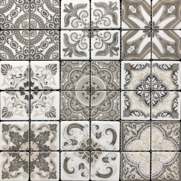 Florentina Old Brown Glossy 12" x 12" 1W6A3090 Centura Square Mosaic Tiles | Floors & Baths Pro's