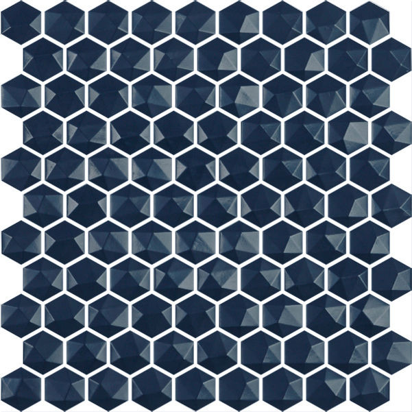 Edna Hexagon Dark Blue Glossy 12" x 12" HEX355D Centura Hexagon Mosaic Tiles | Floors & Baths Pro's