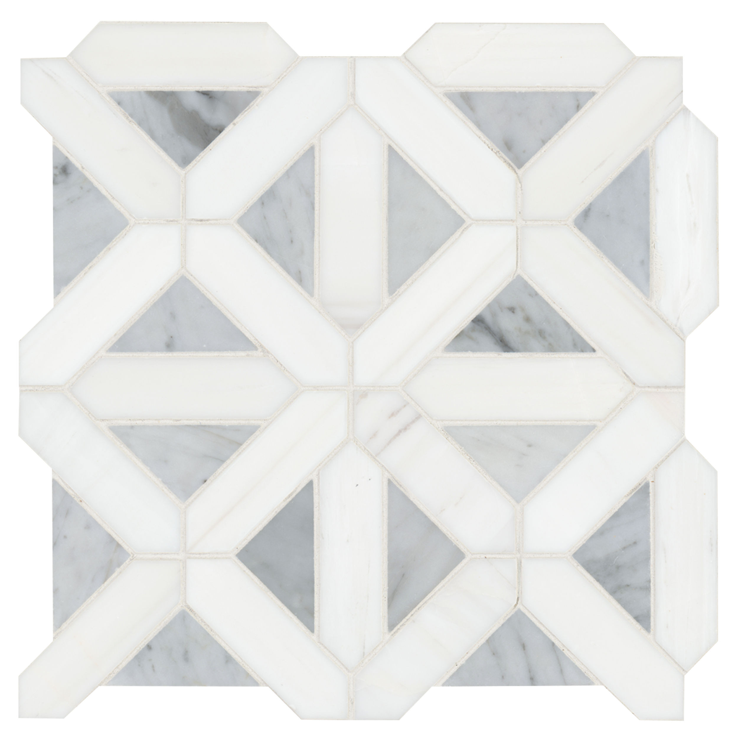 backsplash mosaic tiles Bianco Dolomite White-Cool Polished 12" x 12" SMOT-BIANDOL-GEOP MSI Surfaces Square Mosaic Tiles | Floors & Baths Pro's