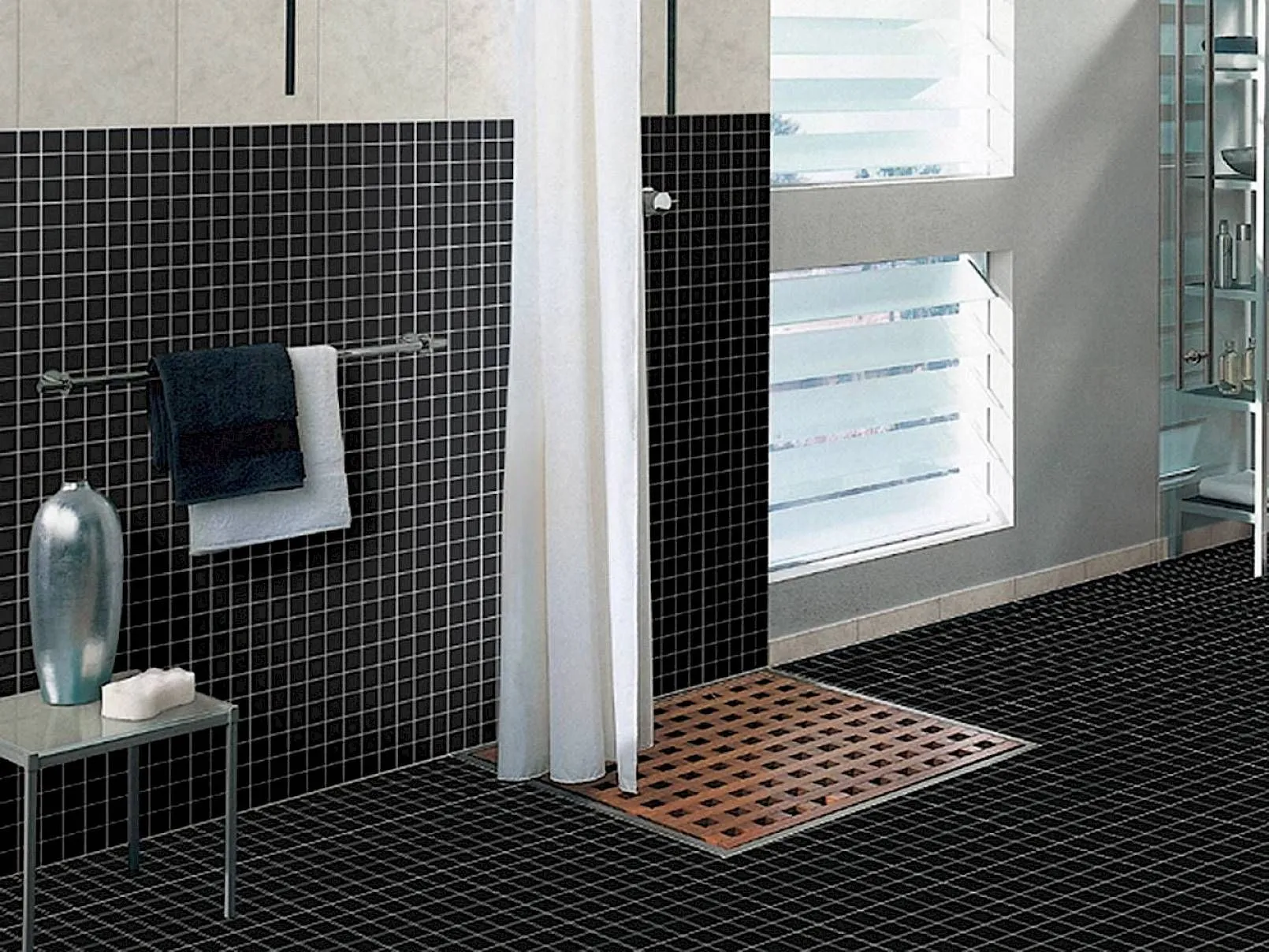 Plain Techno Black Matte 12" x 12" MBU2217 Centura Square Mosaic Tiles