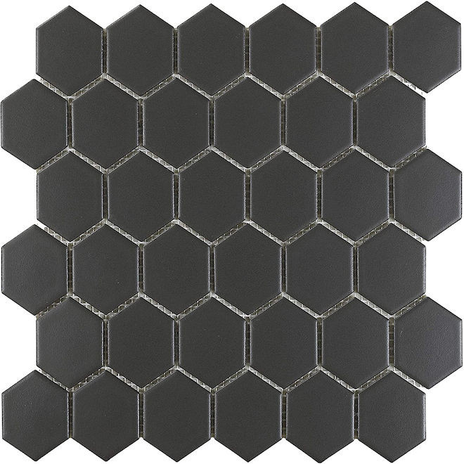 backsplash mosaic tiles Mosaics Black Hexagon Matte 12" x 12" MS-115 Mono Serra Mono Serra Hexagon Mosaic Tiles | Floors & Baths Pro's