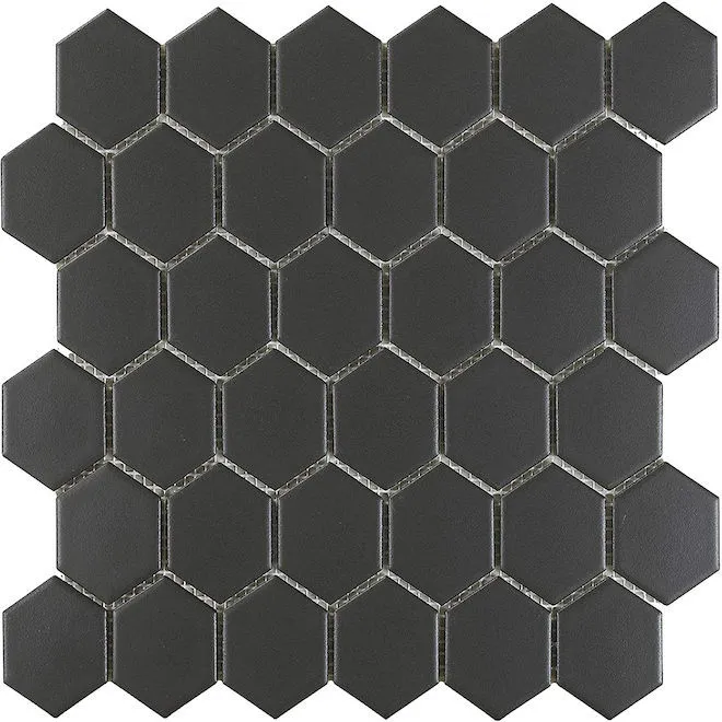 Mosaics Black Hexagon Matte 12" x 12"