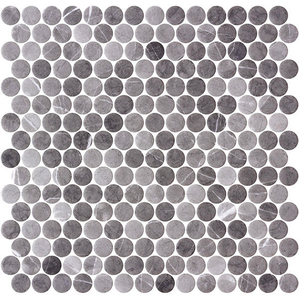 Penny Ecostone Matte Grafito 11" x 11" PE2005018 Centura Circle Mosaic Tiles | Floors & Baths Pro's