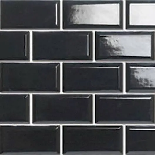 Castle Black Glossy 12" x 12" HE6421V Centura Rectangle Mosaic Tiles