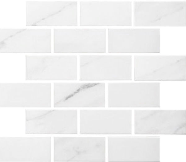 backsplash mosaic tiles Miki - InkJet Mosaics Carrara White Matte 11" x 12" MEKW1003 Centura Rectangle Mosaic Tiles | Floors & Baths Pro's