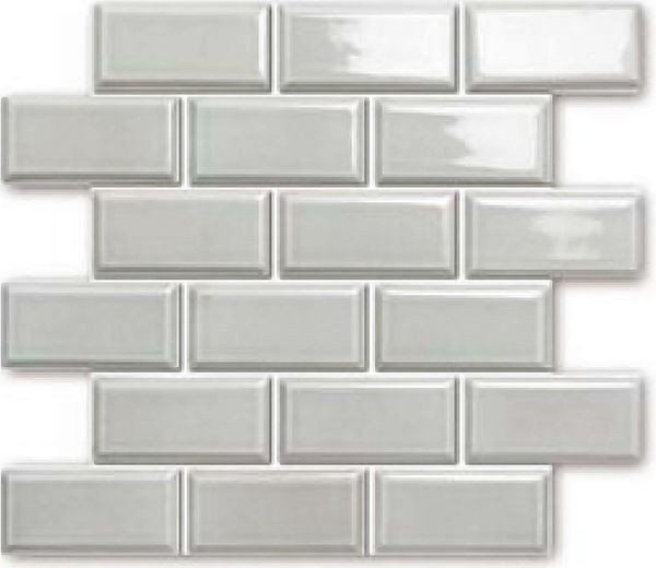 Castle Grey Glossy 12" x 12" BHE02118V Centura Rectangle Mosaic Tiles | Floors & Baths Pro's