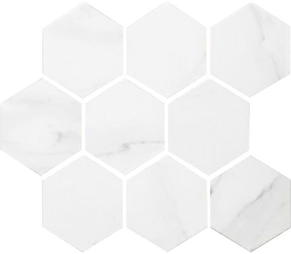 backsplash mosaic tiles Miki - InkJet Mosaics Carrara White Matte 10" x 12" MNCKW1003 Centura Hexagon Mosaic Tiles | Floors & Baths Pro's