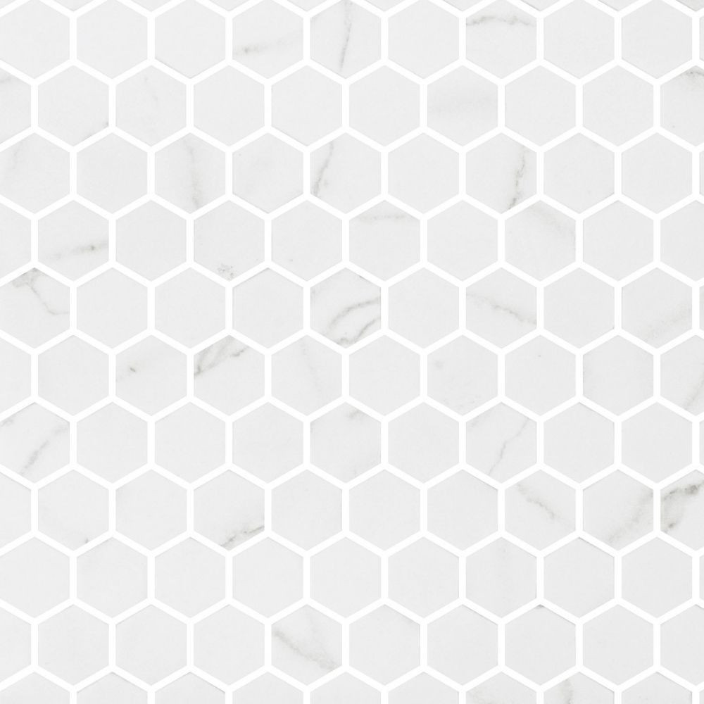 backsplash mosaic tiles Onix Hex Venato White 1" x 1" ONIVWHHEXMOS1M Italbec Italbec Hexagon Mosaic Tiles | Floors & Baths Pro's