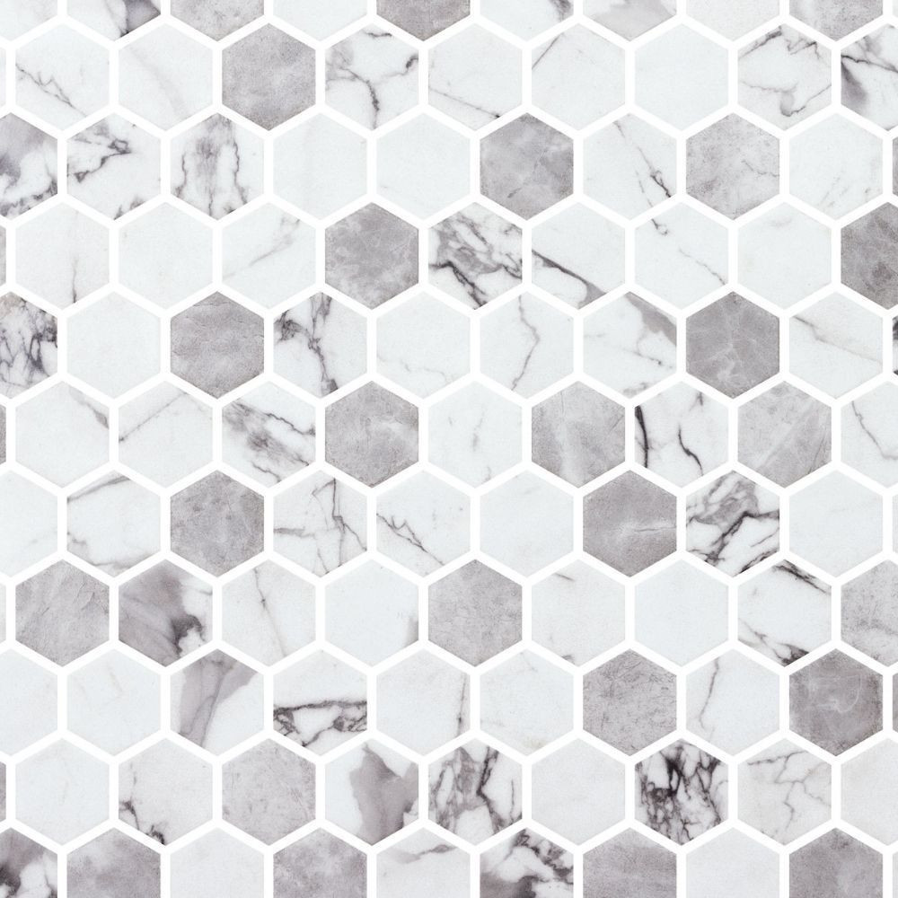 backsplash mosaic tiles Onix Hex Misty Poly 1" x 1" ONIMPOHEXMOS1M Italbec Italbec Hexagon Mosaic Tiles | Floors & Baths Pro's