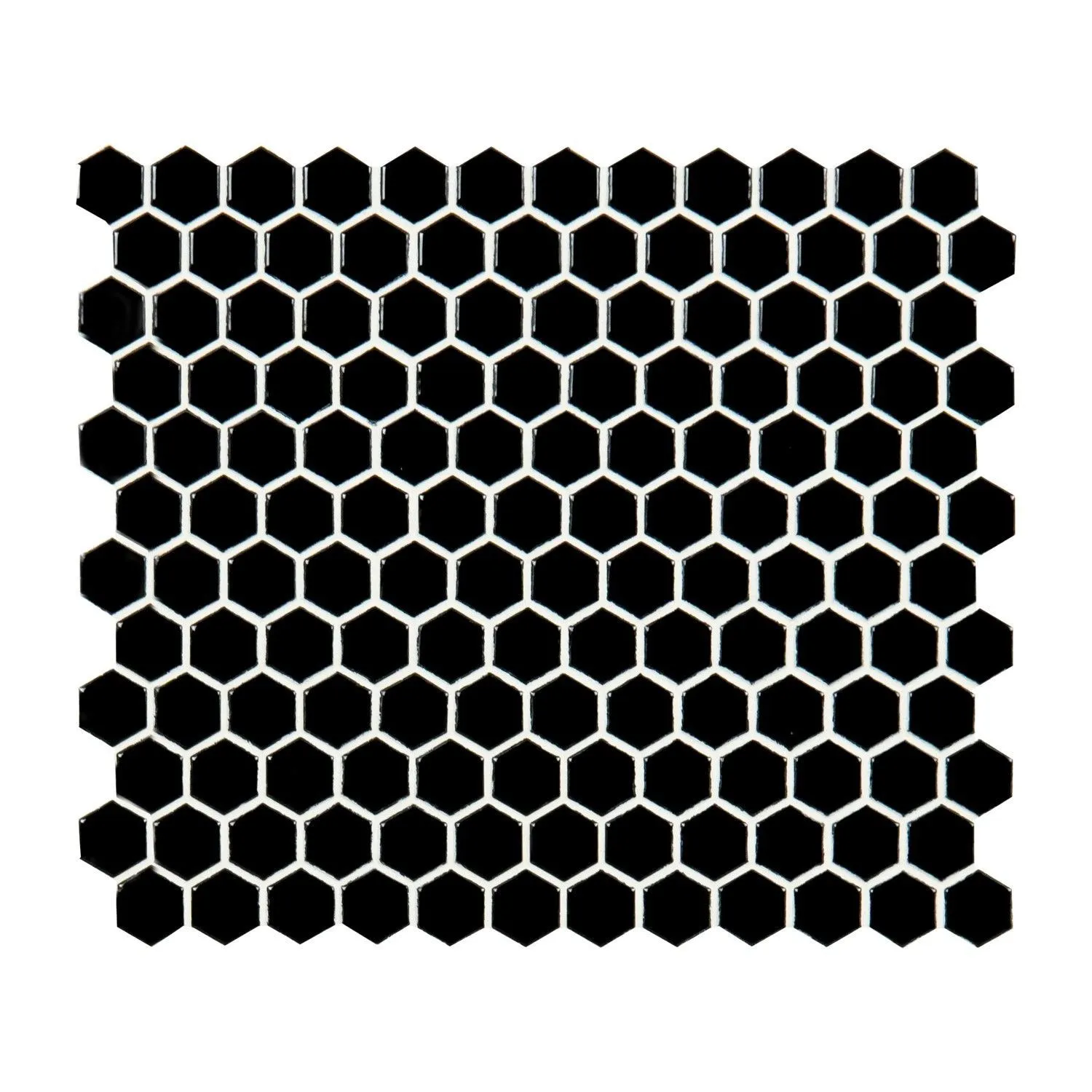 Retro Nero Black Hexagon Glossy 10-1/2" x 12"