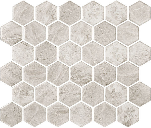 backsplash mosaic tiles Miki - InkJet Mosaics Light Grey Matte 11" x 13" MCSC2015 Centura Hexagon Mosaic Tiles | Floors & Baths Pro's