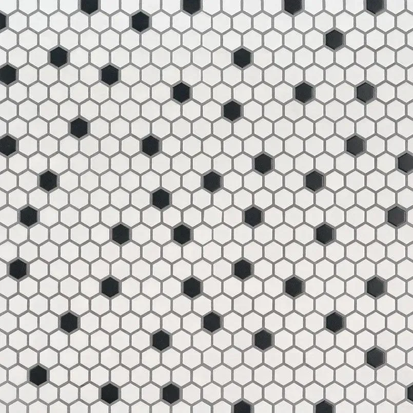 Domino Black and White Matte 10-11/32 x 11-15/16" SMOT-PT-RETBIANER-1HEXM MSI Surfaces Hexagon Mosaic Tiles