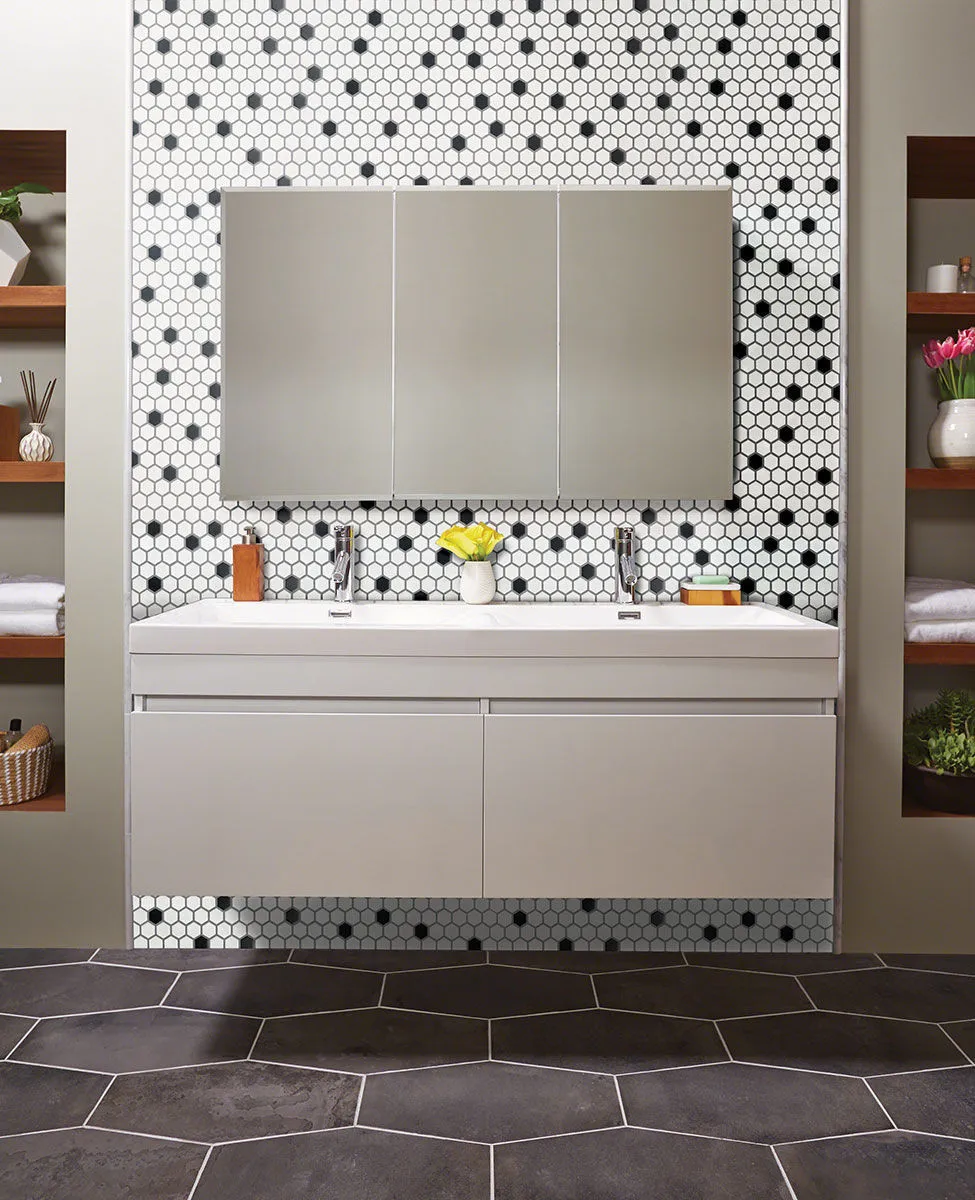 Domino Black and White Matte 10-11/32 x 11-15/16" SMOT-PT-RETBIANER-1HEXM MSI Surfaces Hexagon Mosaic Tiles