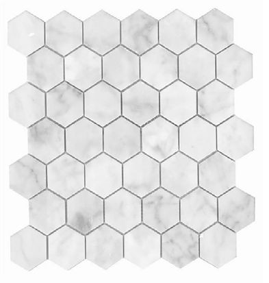 backsplash mosaic tiles Designer Choice Carrara Hexagon Glossy 12-3/4" x 13-1/16" LG-433 Mono Serra Mono Serra Hexagon Mosaic Tiles | Floors & Baths Pro's