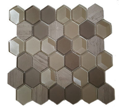 backsplash mosaic tiles Glass Mosaics Hexagon Pearl Glossy 10" x 12" GL-671 Mono Serra Mono Serra Hexagon Mosaic Tiles | Floors & Baths Pro's