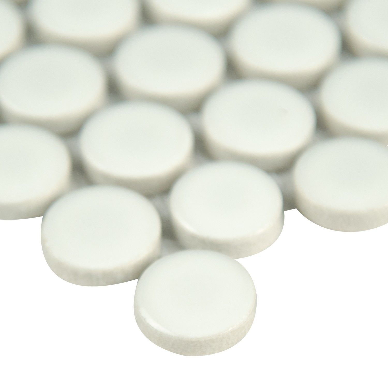 backsplash mosaic tiles Penny Round White-Cool Hexagon Glossy 11-1/2" x 11-1/2" SMOT-PT-PENRD-BIA MSI Surfaces Hexagon Mosaic Tiles | Floors & Baths Pro's