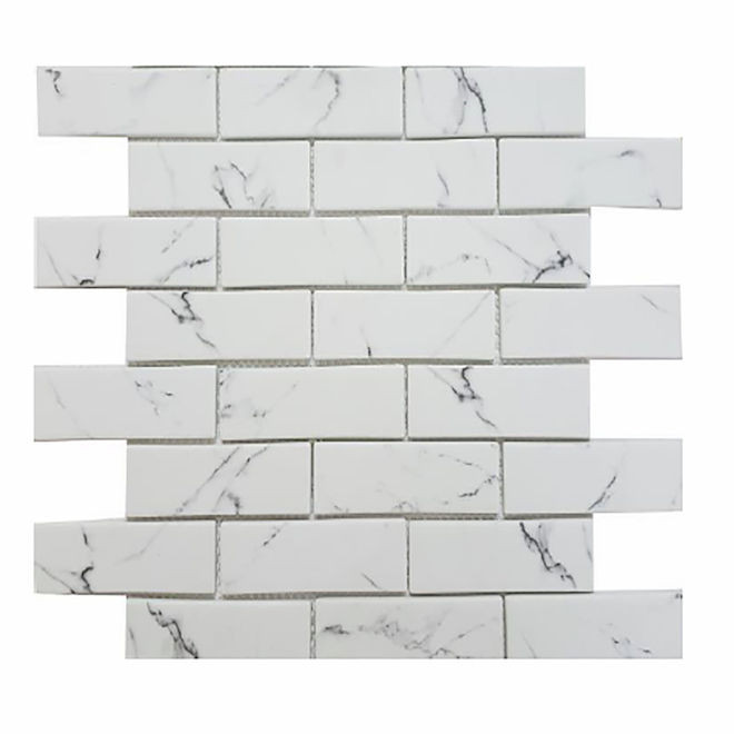 backsplash mosaic tiles Mosaics Carrara Brick Matte 12" x 12" MS-100 Mono Serra Mono Serra Rectangle Mosaic Tiles | Floors & Baths Pro's