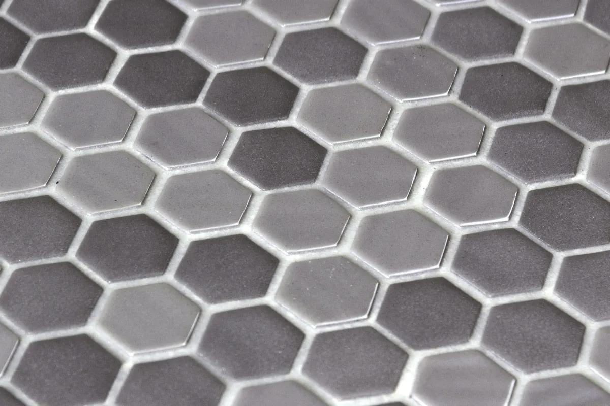 Hexagon Blends Matte Opalo Grey 11-13/32" x 11-27/32" 2002908 Centura Hexagon Mosaic Tiles