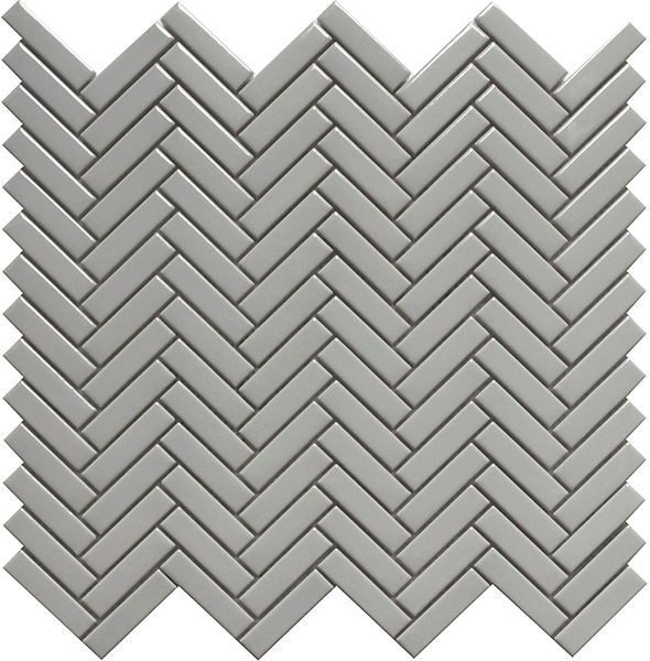 backsplash mosaic tiles Herringbone Grey Glossy 12" x 12" HEGREYGN Centura Rectangle Mosaic Tiles | Floors & Baths Pro's