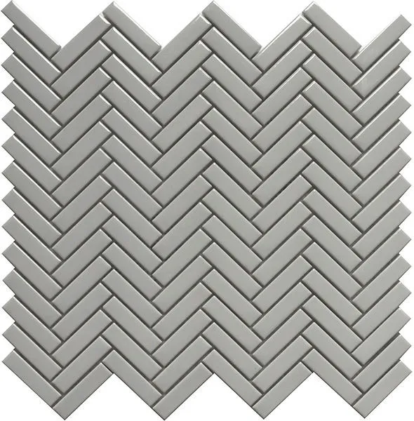 Herringbone Grey Glossy 12" x 12"