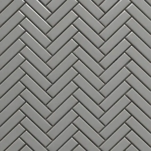 Herringbone Grey Glossy 12" x 12" HEGREYGN Centura Rectangle Mosaic Tiles