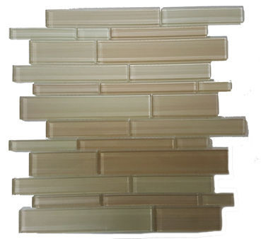 Glass Mosaics Skyline Beige Glossy 12" x 12" GL-665 Mono Serra Mono Serra Rectangle Mosaic Tiles | Floors & Baths Pro's