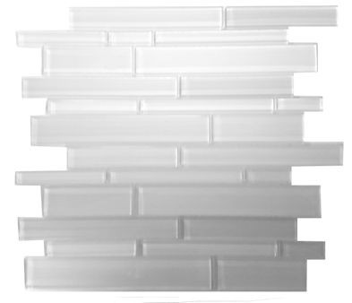 backsplash mosaic tiles Glass Mosaics Skyline Bianco Glossy 12" x 12" GL-666 Mono Serra Mono Serra Rectangle Mosaic Tiles | Floors & Baths Pro's