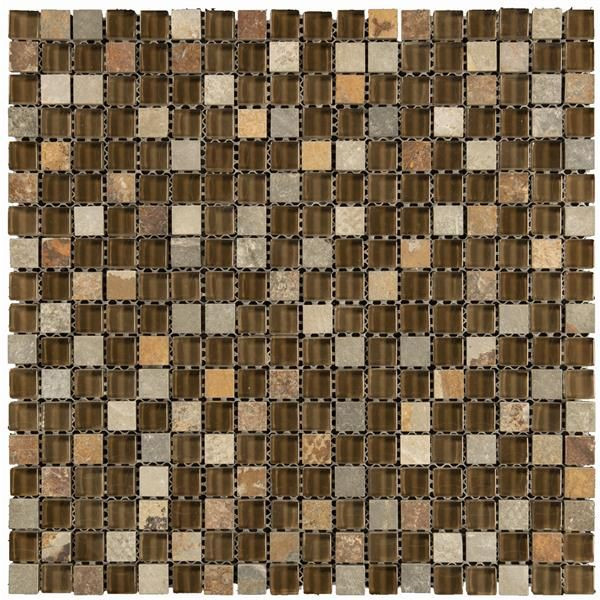 backsplash mosaic tiles Glass Mosaics Combo Brown Multi-finish 12" x 12" GL-626 Mono Serra Mono Serra Square Mosaic Tiles | Floors & Baths Pro's