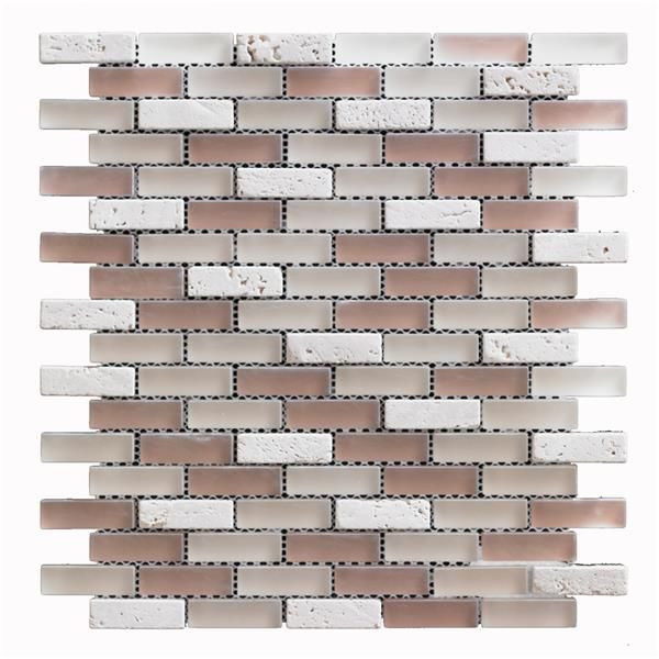 backsplash mosaic tiles Glass Mosaics Dune Beige Frosted 12" x 12" GL-317 Mono Serra Mono Serra Rectangle Mosaic Tiles | Floors & Baths Pro's