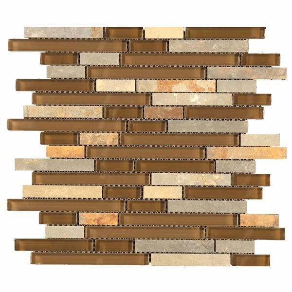 backsplash mosaic tiles Glass Mosaics Combo Brown Multi Glossy 12" x 12" GL-628 Mono Serra Mono Serra Rectangle Mosaic Tiles | Floors & Baths Pro's