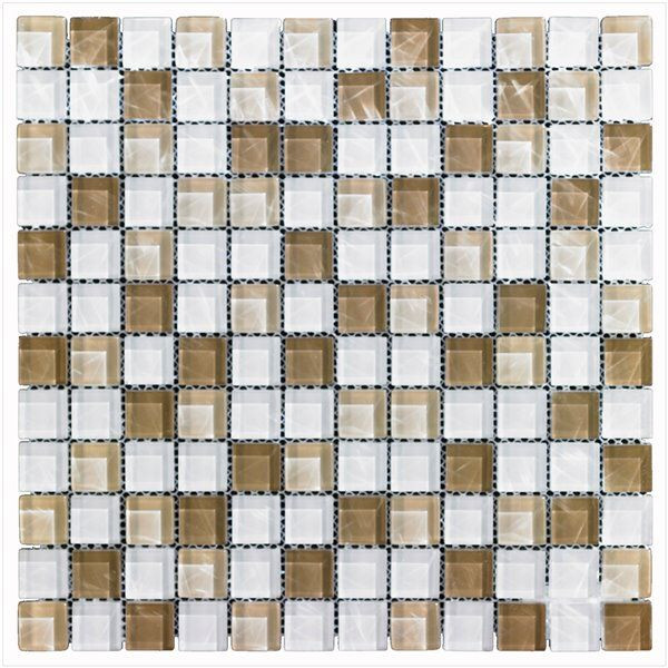 Glass Mosaics Brown White Stone Glossy 12" x 12" GL-307 Mono Serra Mono Serra Square Mosaic Tiles | Floors & Baths Pro's